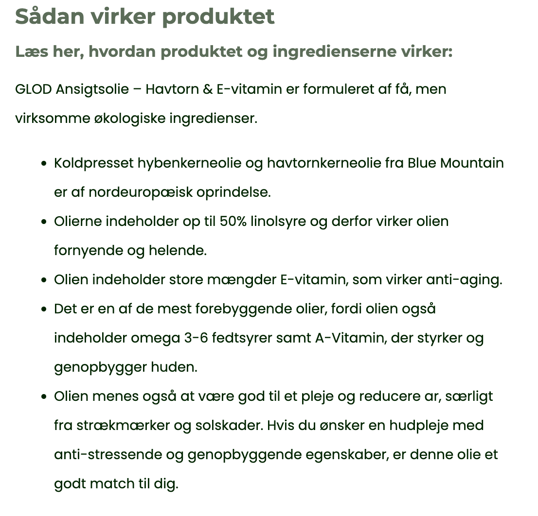 GLØD Ansigtsolie –  Havtorn & E-vitamin