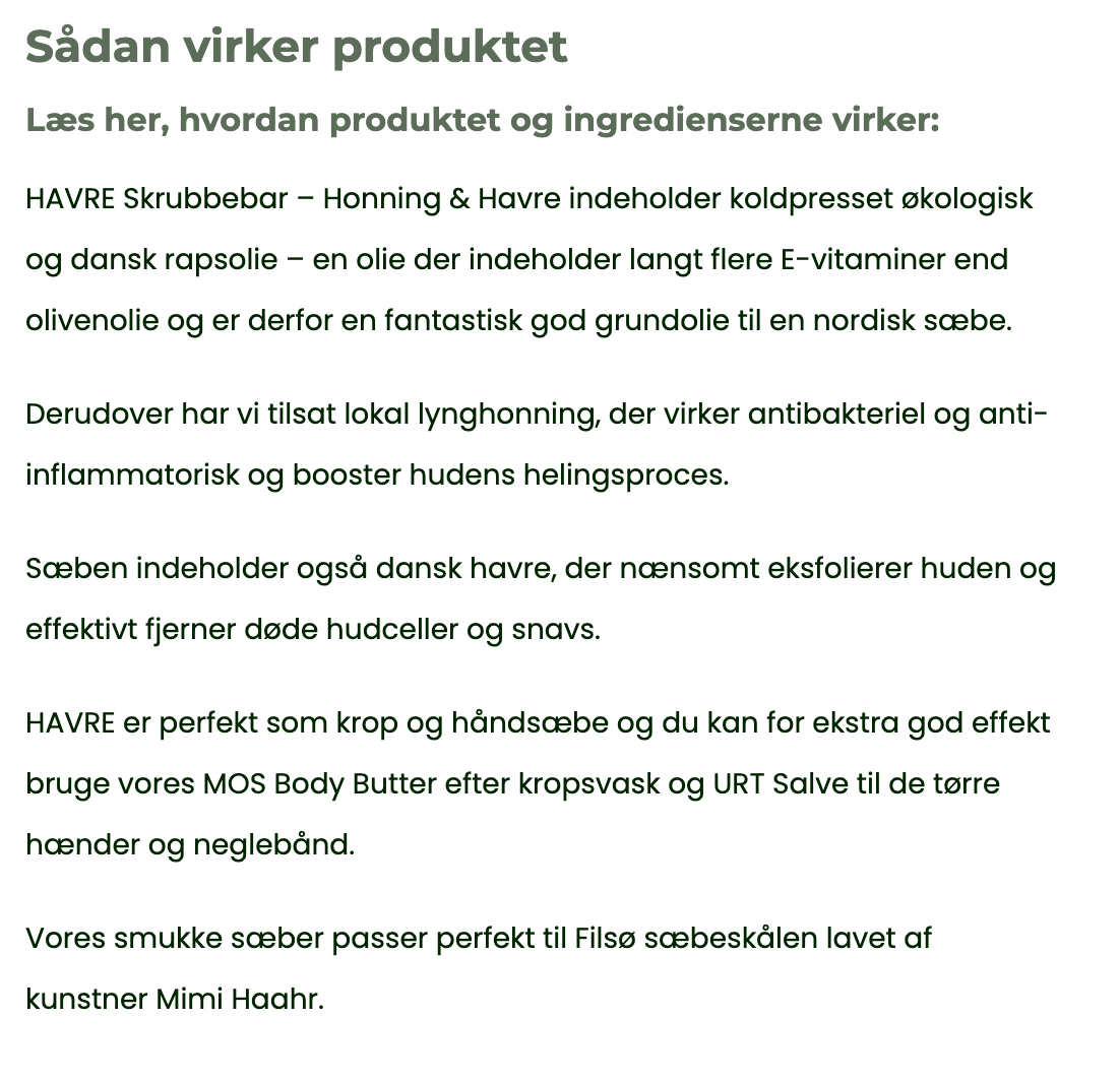 HAVRE Skrubbebar – Honning & Havre